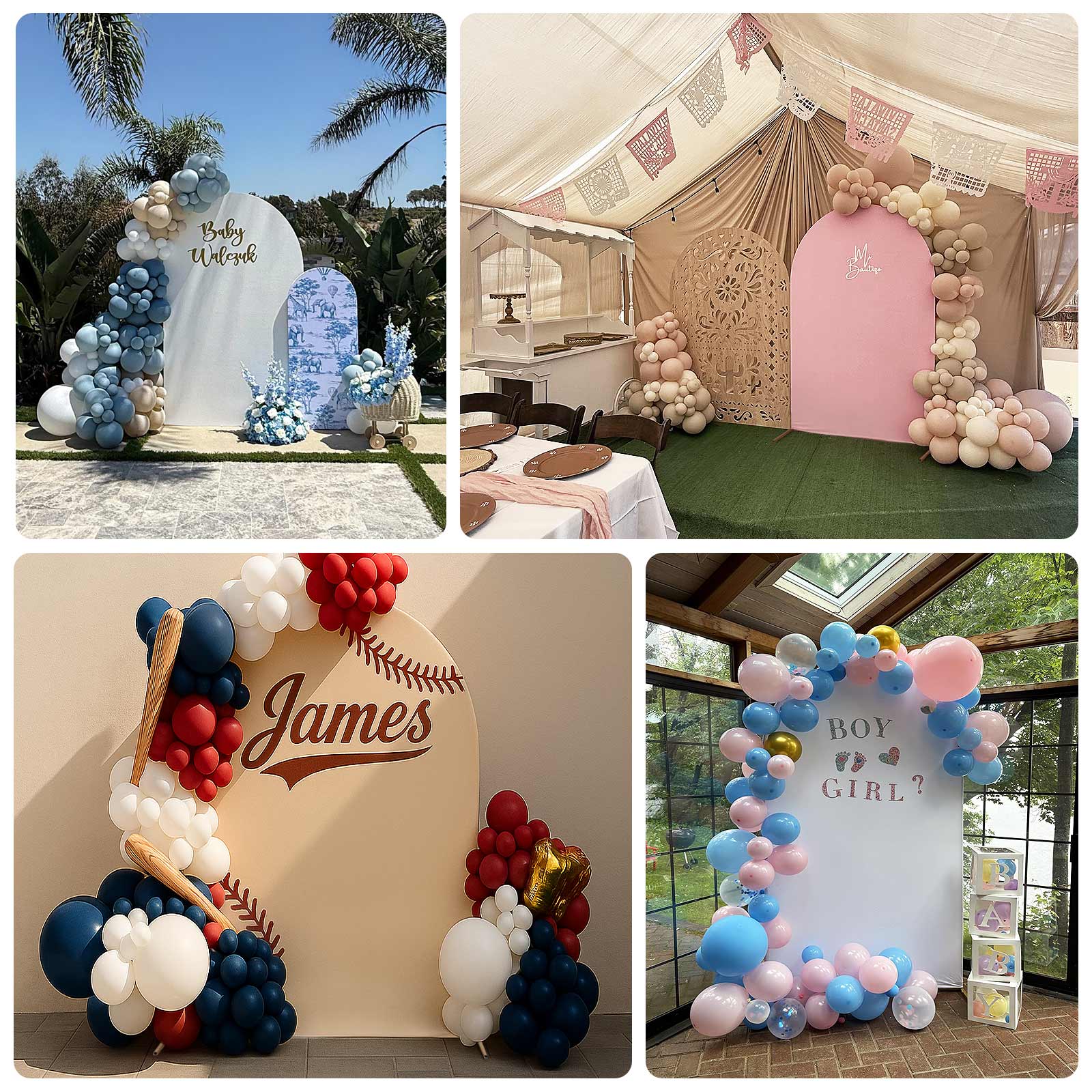 8ft Matte White Spandex Fitted Wedding Arch Cover For Round Top Chiara Backdrop Stand