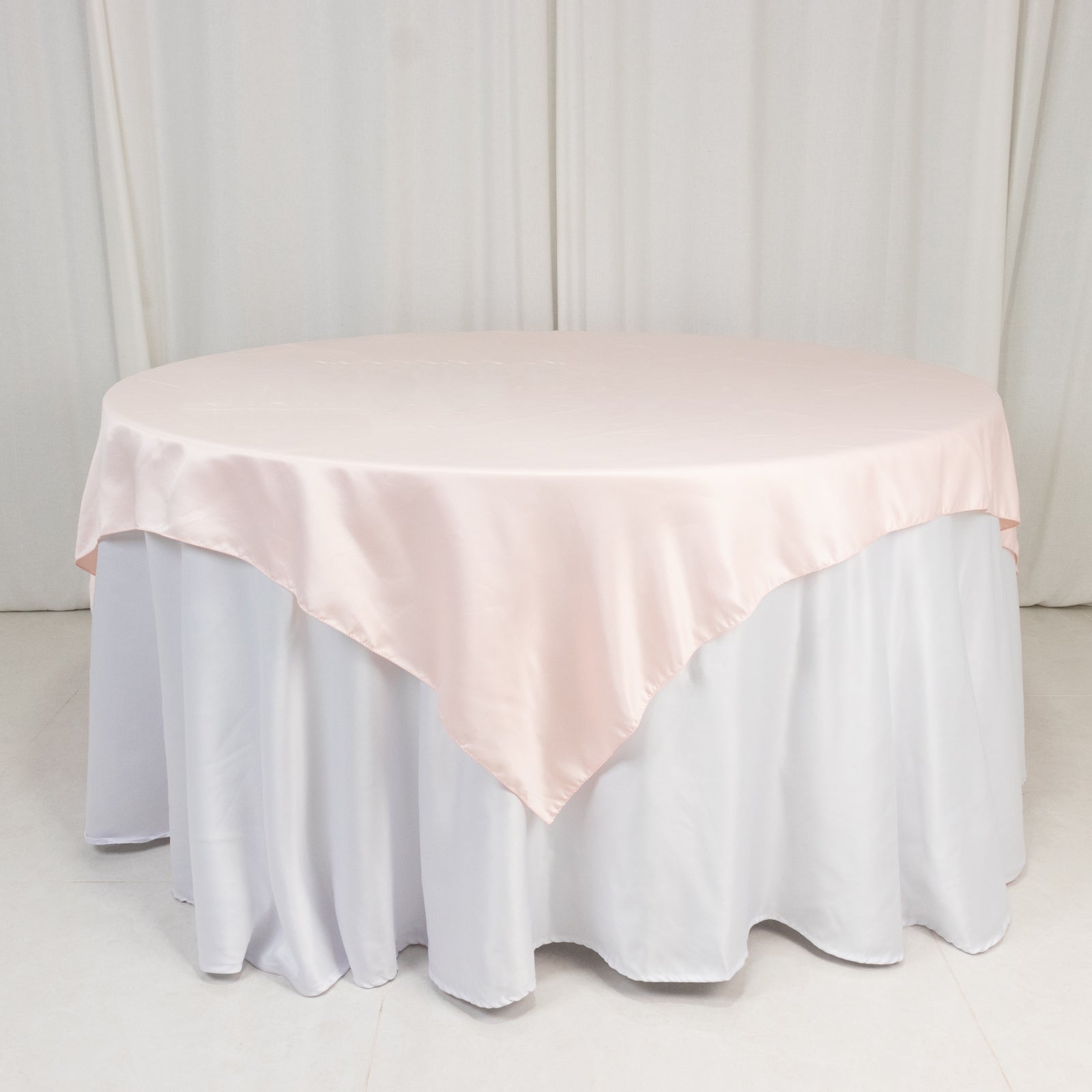 Lamour Satin 72"x72" Table Overlay Square Tablecloth Blush - Smooth Finish Table Topper