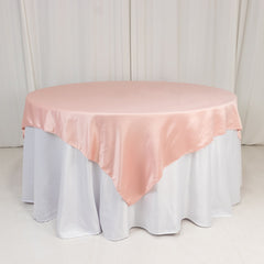 Lamour Satin 72"x72" Table Overlay Square Tablecloth Dusty Rose - Smooth Finish Table Topper