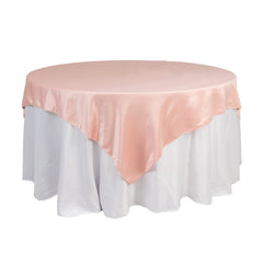 Lamour Satin 72"x72" Table Overlay Square Tablecloth Dusty Rose - Smooth Finish Table Topper