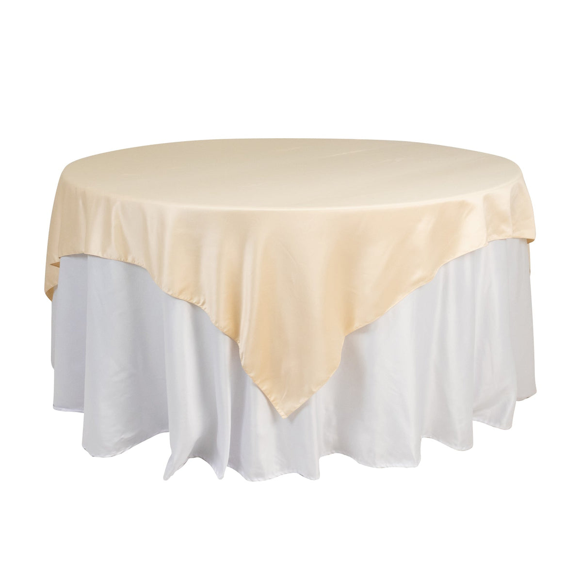 Lamour Satin 72"x72" Table Overlay Square Tablecloth Beige - Smooth Finish Table Topper