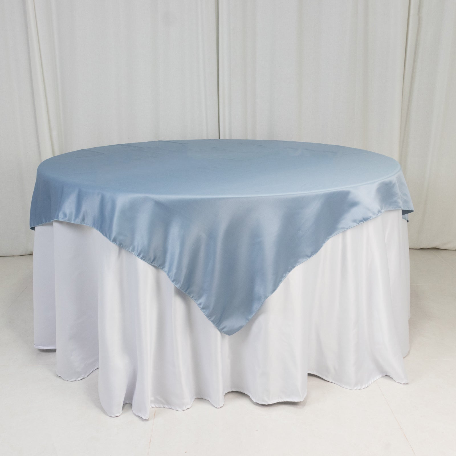 Lamour Satin 72"x72" Table Overlay Square Tablecloth Dusty Blue - Smooth Finish Table Topper