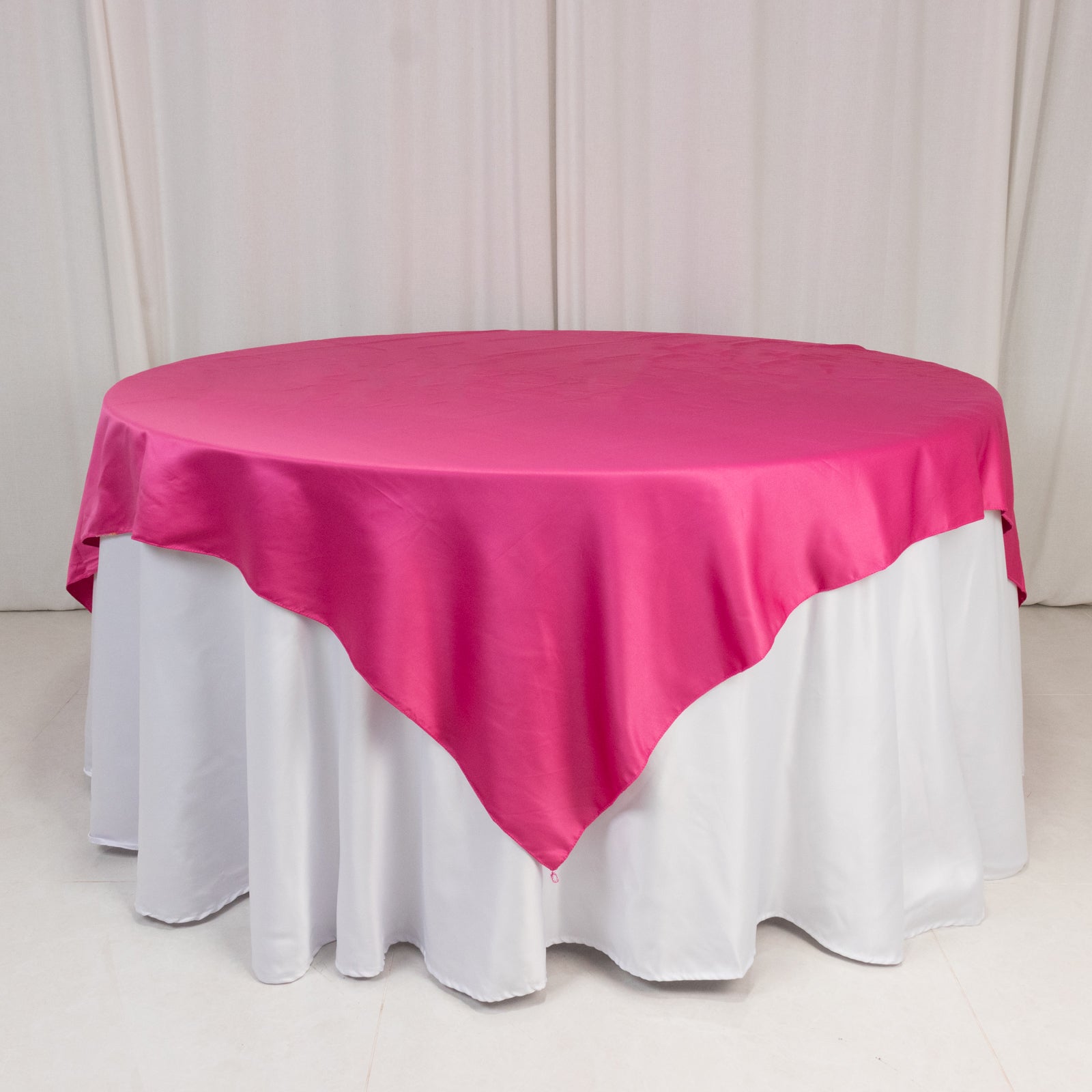 Lamour Satin 72"x72" Table Overlay Square Tablecloth Fuchsia - Smooth Finish Table Topper