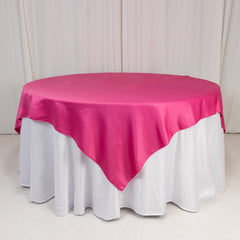 Lamour Satin 72"x72" Table Overlay Square Tablecloth Fuchsia - Smooth Finish Table Topper