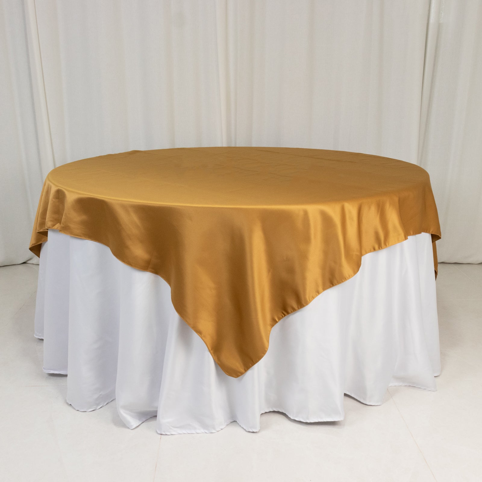Lamour Satin 72"x72" Table Overlay Square Tablecloth Gold - Smooth Finish for Luxurious Events