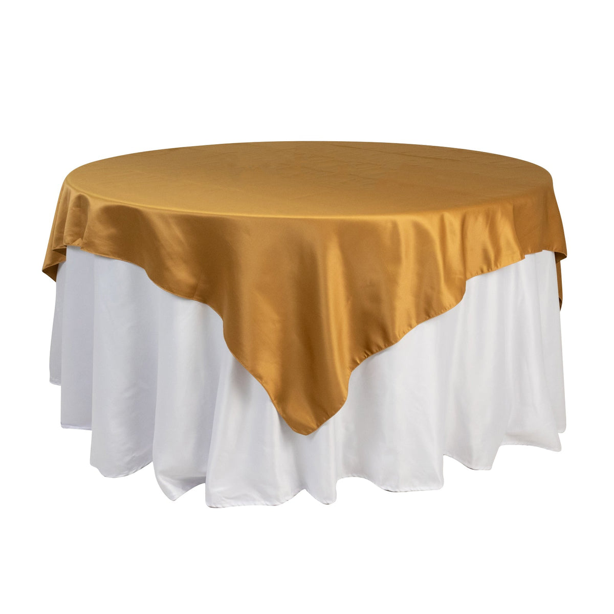 Lamour Satin 72"x72" Table Overlay Square Tablecloth Gold - Smooth Finish for Luxurious Events