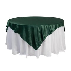 Lamour Satin 72"x72" Table Overlay Square Tablecloth Hunter Emerald Green - Smooth Finish Table Topper