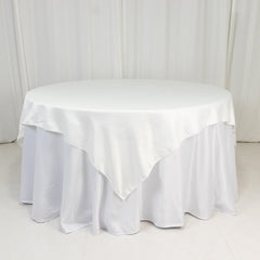 Lamour Satin 72"x72" Table Overlay Square Tablecloth Ivory - Smooth Finish Table Topper