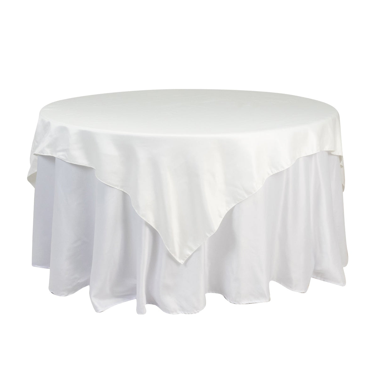 Lamour Satin 72"x72" Table Overlay Square Tablecloth Ivory - Smooth Finish Table Topper
