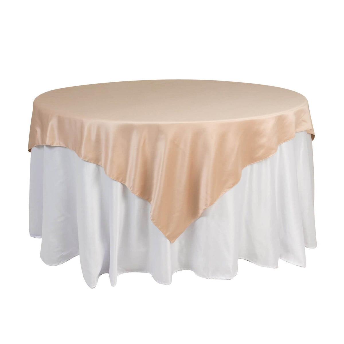 Lamour Satin 72"x72" Table Overlay Square Tablecloth Nude - Smooth Finish Table Topper