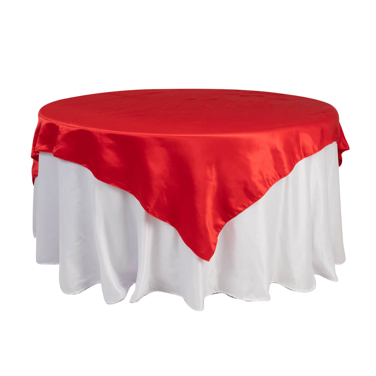 Lamour Satin 72"x72" Table Overlay Square Tablecloth Red - Smooth Finish Table Topper