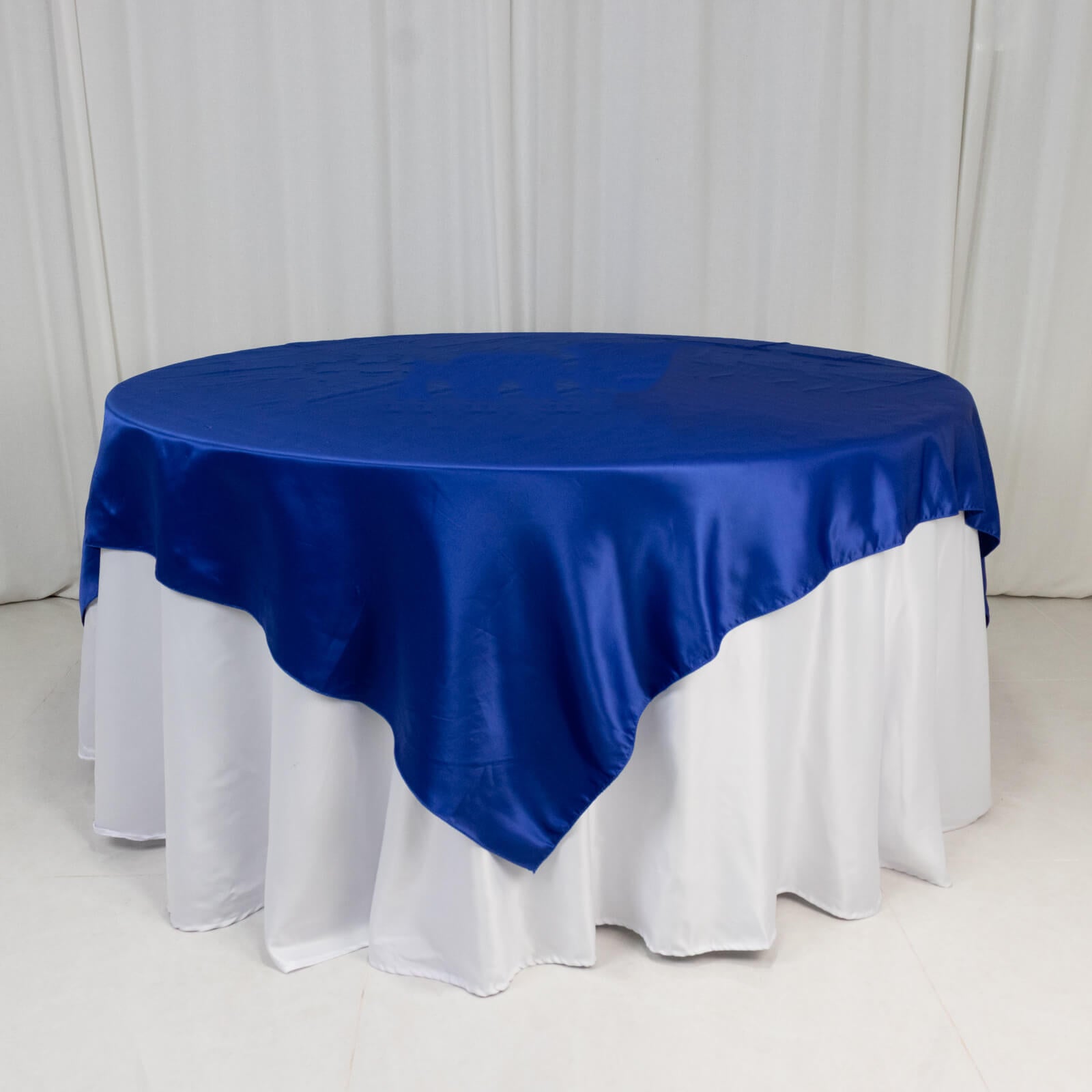 Lamour Satin 72"x72" Table Overlay Square Tablecloth Royal Blue - Smooth Finish Table Topper