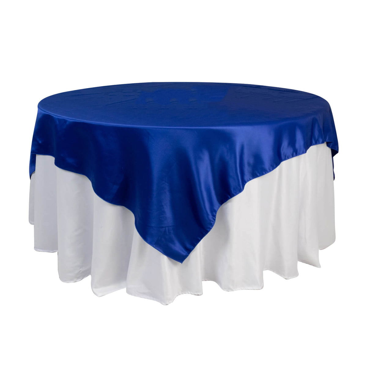Lamour Satin 72"x72" Table Overlay Square Tablecloth Royal Blue - Smooth Finish Table Topper