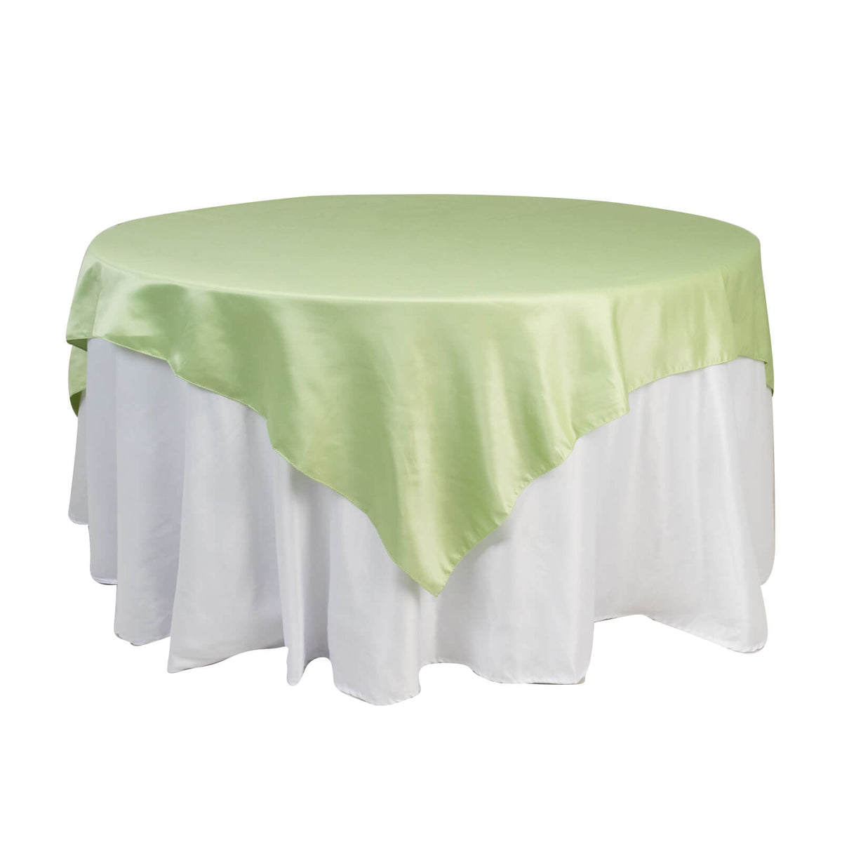 Lamour Satin 72"x72" Table Overlay Square Tablecloth Sage Green - Smooth Finish Table Topper