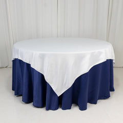 Lamour Satin 72"x72" Table Overlay Square Tablecloth White - Smooth Finish for Luxurious Events