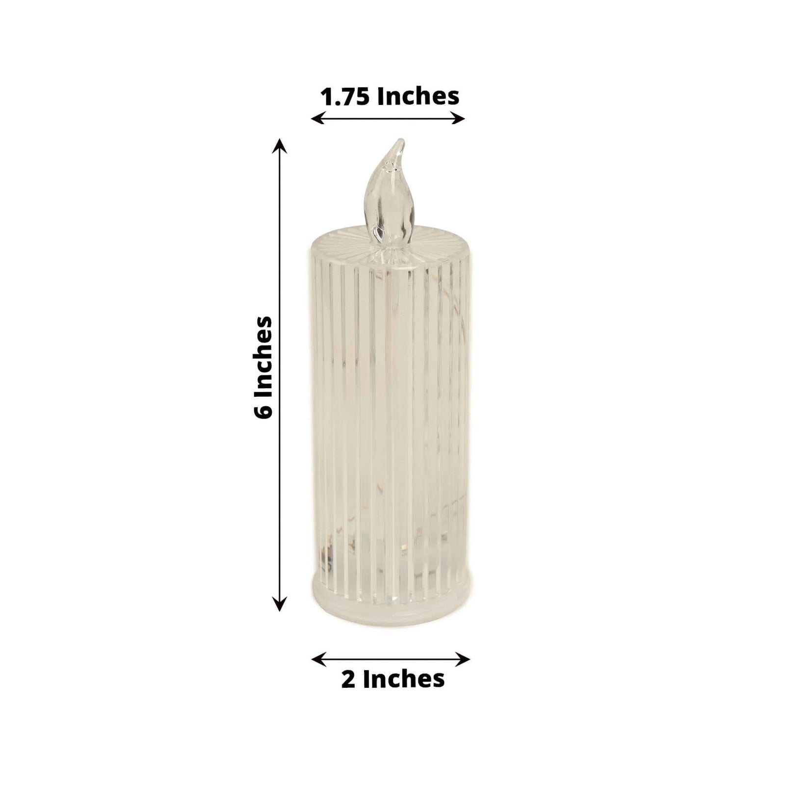 3-Pack LED Flameless Candle Lamps Diamond Acrylic Design Clear Warm White - Battery Operated Pillars 6"