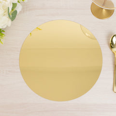 10-Pack Candle Plate Centerpiece Bases Circle Acrylic Mirror Tray Gold Round - Event Decor 10"