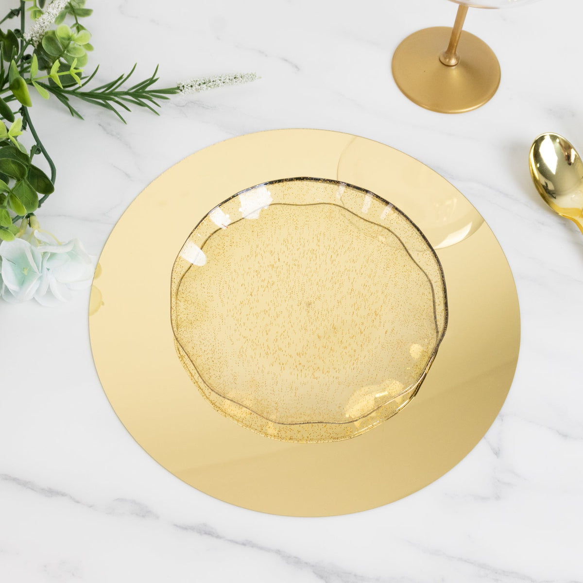 10-Pack Candle Plate Centerpiece Bases Circle Acrylic Mirror Tray Gold Round - Event Decor 10"