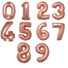 13" Metallic Rose Gold Mylar Foil 0-9 Number Balloons