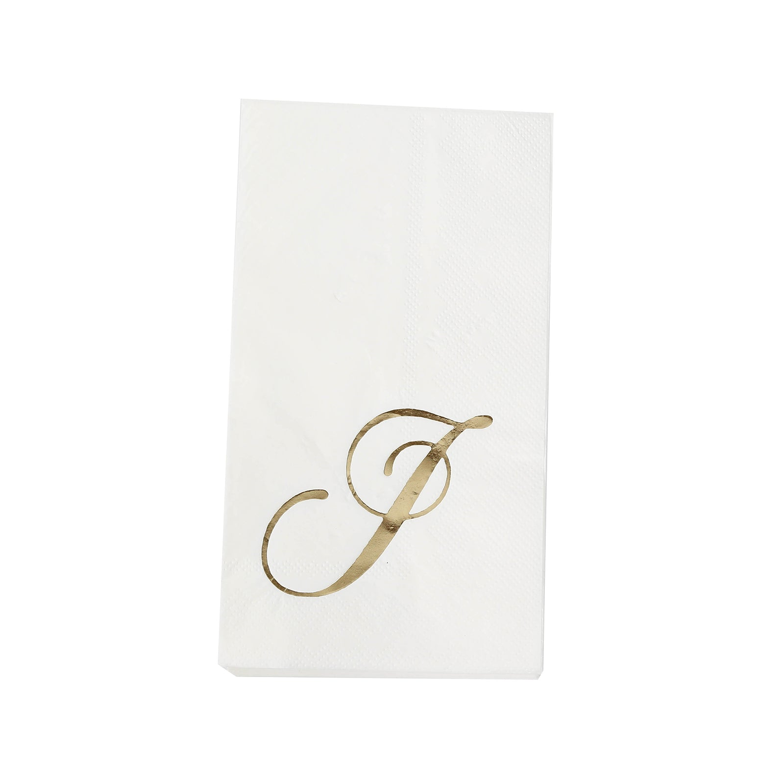 100 Paper Dinner Napkins White with Gold Foil Monogram "J" – 8"x4" Folded, Disposable Party Napkins