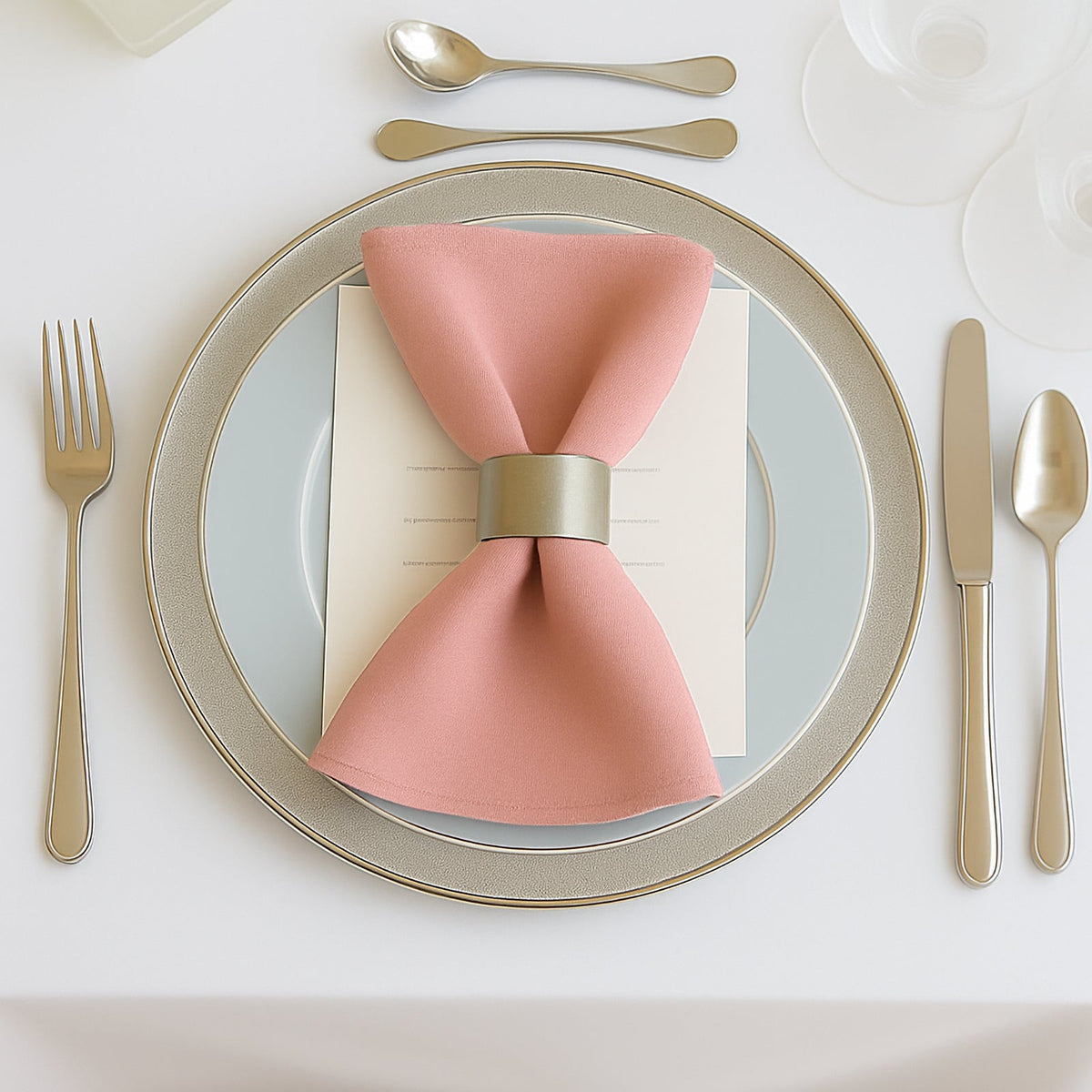 5 Pack Dusty Rose Scuba Napkins – 17"x17", Wrinkle-Free & Stain Resistant Cloth Napkins