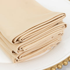 5 Pack Beige Scuba Napkins – 17"x17", Wrinkle-Free & Stain Resistant Cloth Napkins