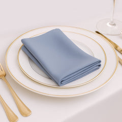 5 Pack Dusty Blue Scuba Napkins – 17"x17", Wrinkle-Free & Stain Resistant Cloth Napkins