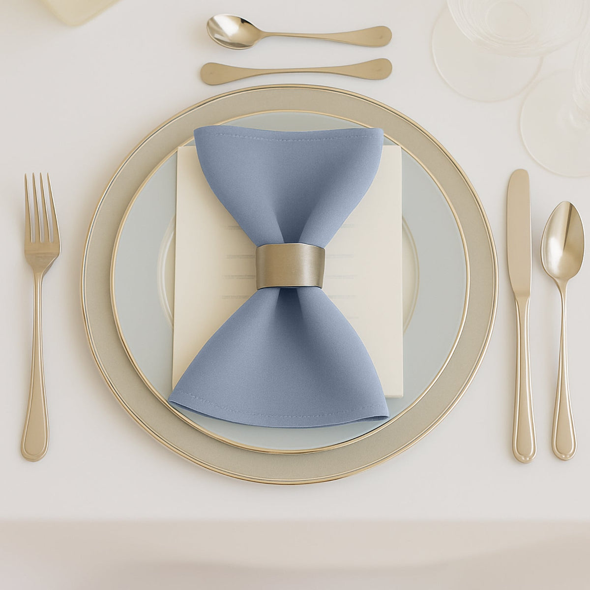 5 Pack Dusty Blue Scuba Napkins – 17"x17", Wrinkle-Free & Stain Resistant Cloth Napkins