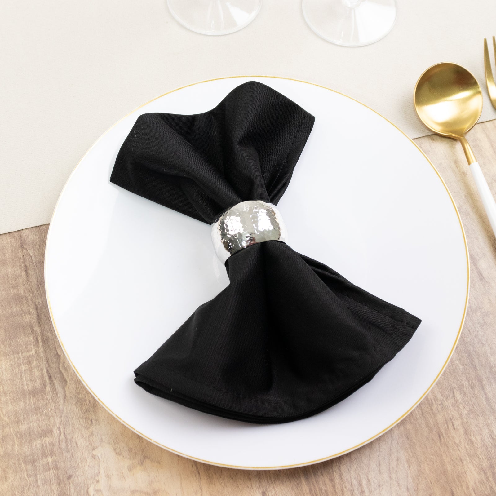 5 Pack Black Scuba Napkins – 17"x17", Wrinkle-Free & Stain Resistant Cloth Napkins