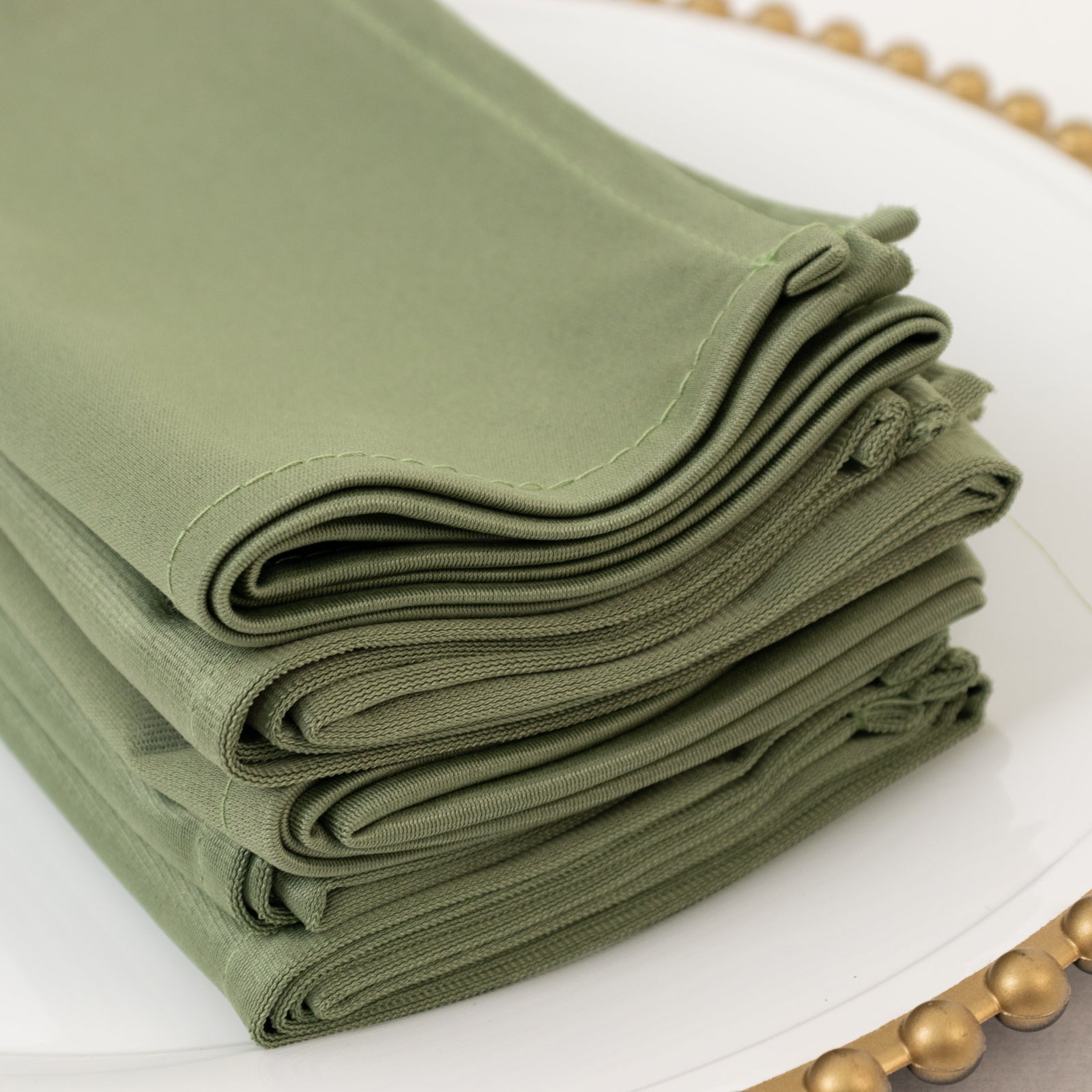 5 Pack Dusty Sage Green Scuba Napkins – 17"x17", Wrinkle-Free & Stain Resistant Cloth Napkins