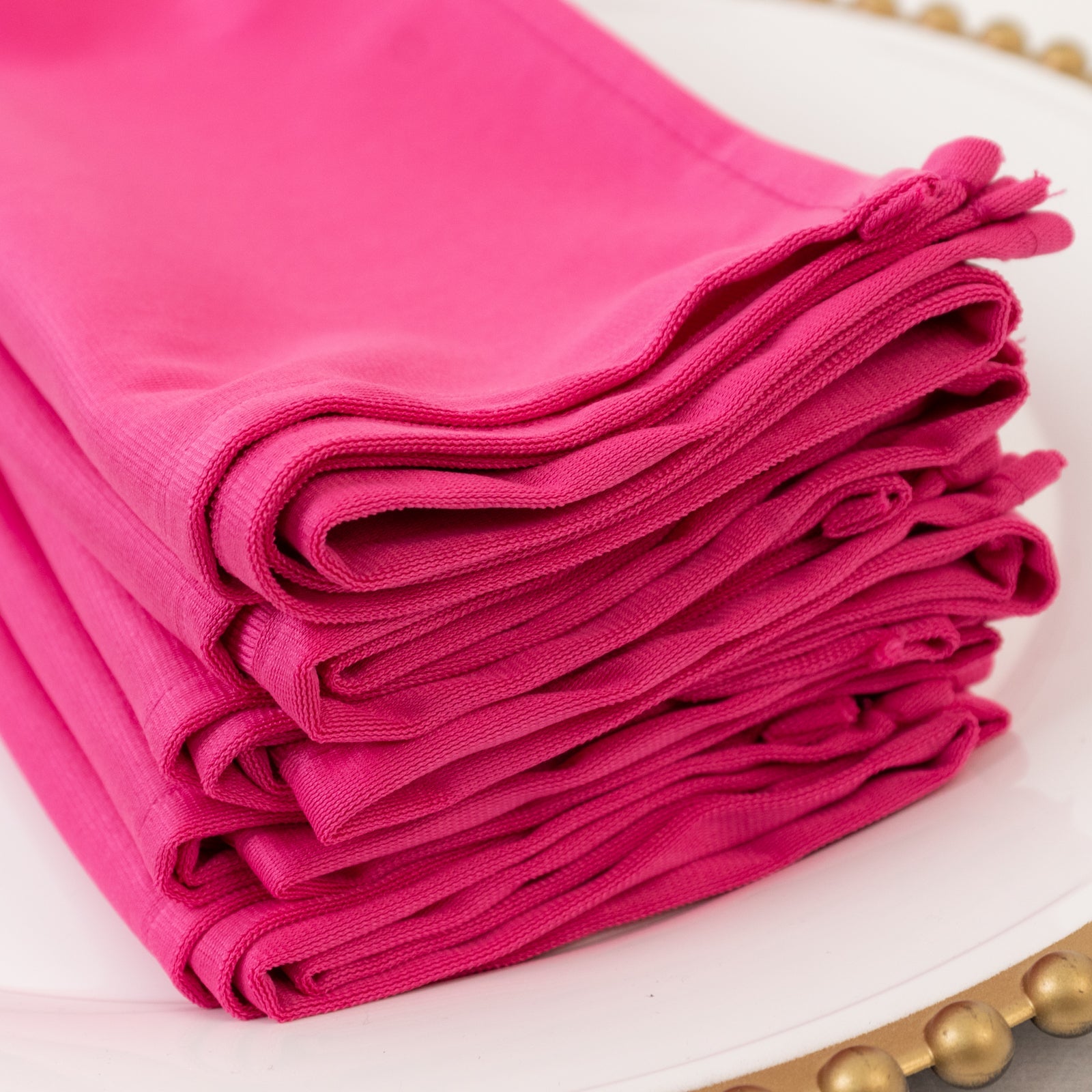 5 Pack Fuchsia Scuba Napkins – 17"x17", Wrinkle-Free & Stain Resistant Cloth Napkins