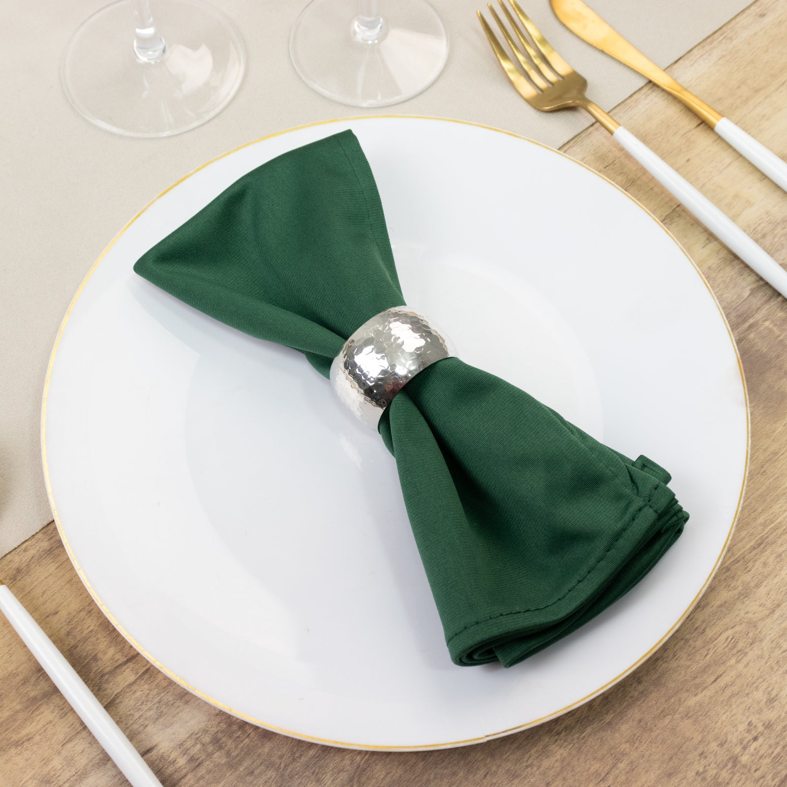5 Pack Hunter Emerald Green Scuba Napkins – 17"x17", Wrinkle-Free & Stain Resistant Cloth Napkins