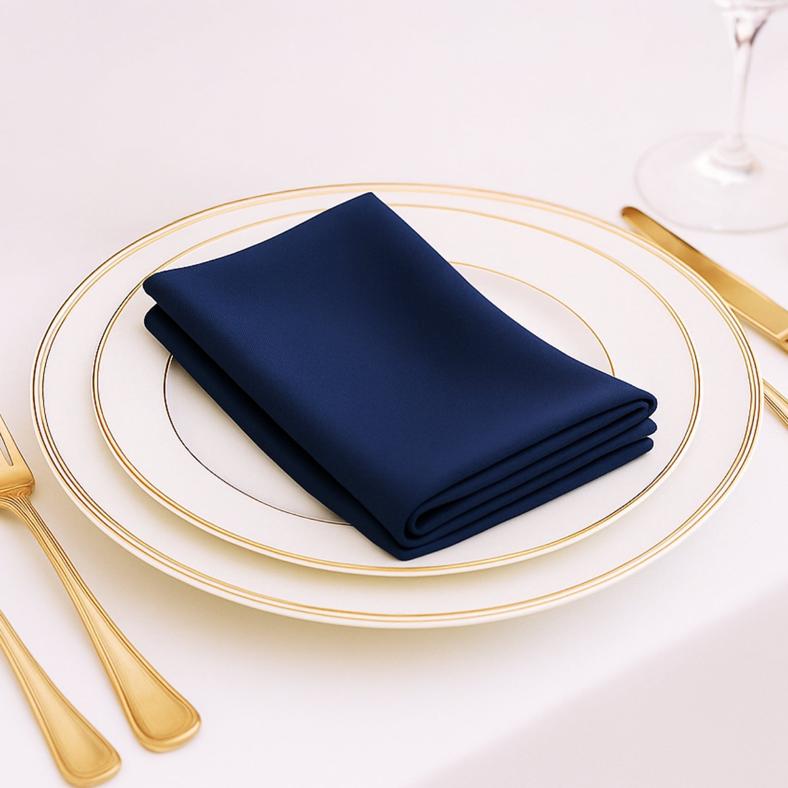 5 Pack Navy Blue Scuba Napkins – 17"x17", Wrinkle-Free & Stain Resistant Cloth Napkins