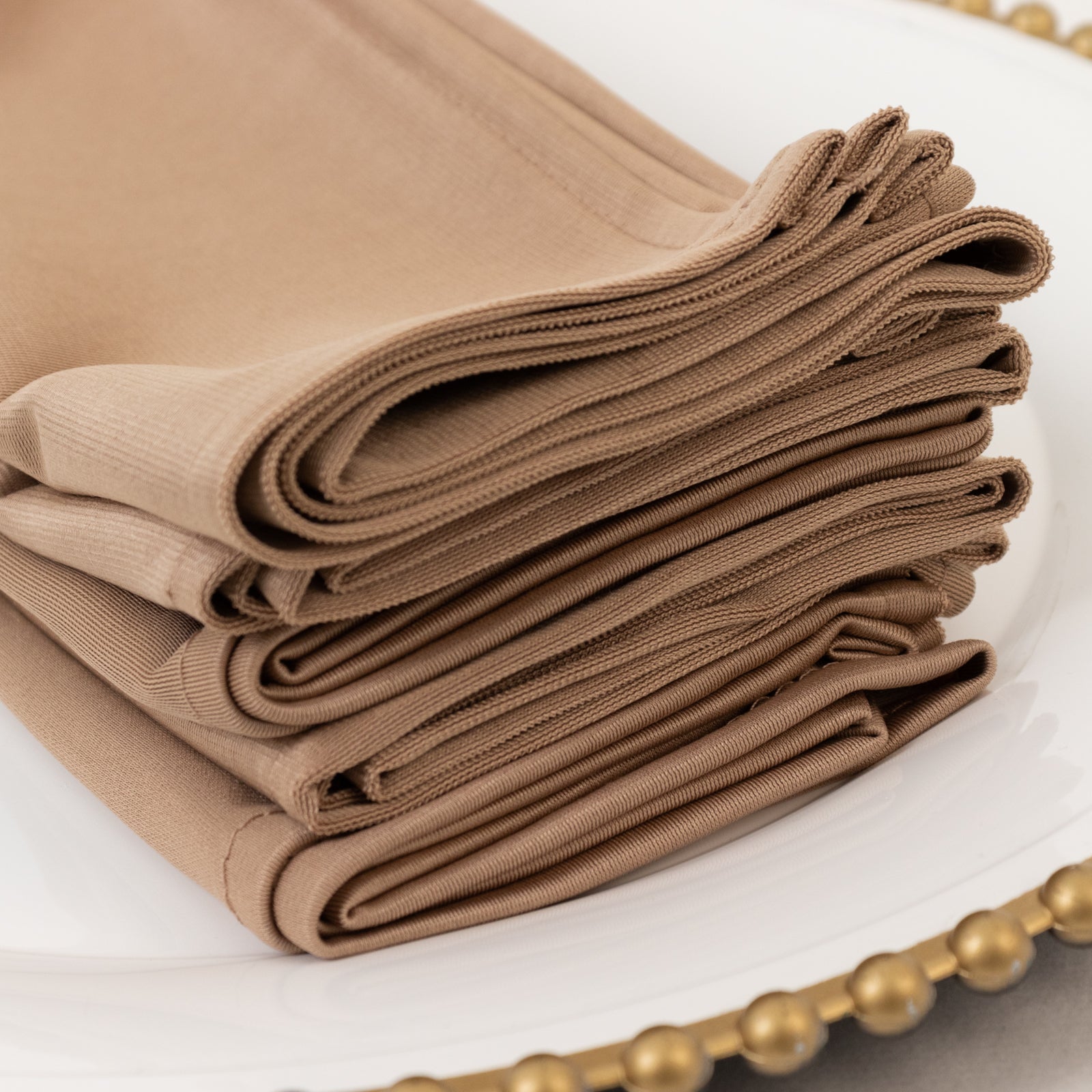 5 Pack Nude Scuba Napkins – 17"x17", Wrinkle-Free & Stain Resistant Cloth Napkins