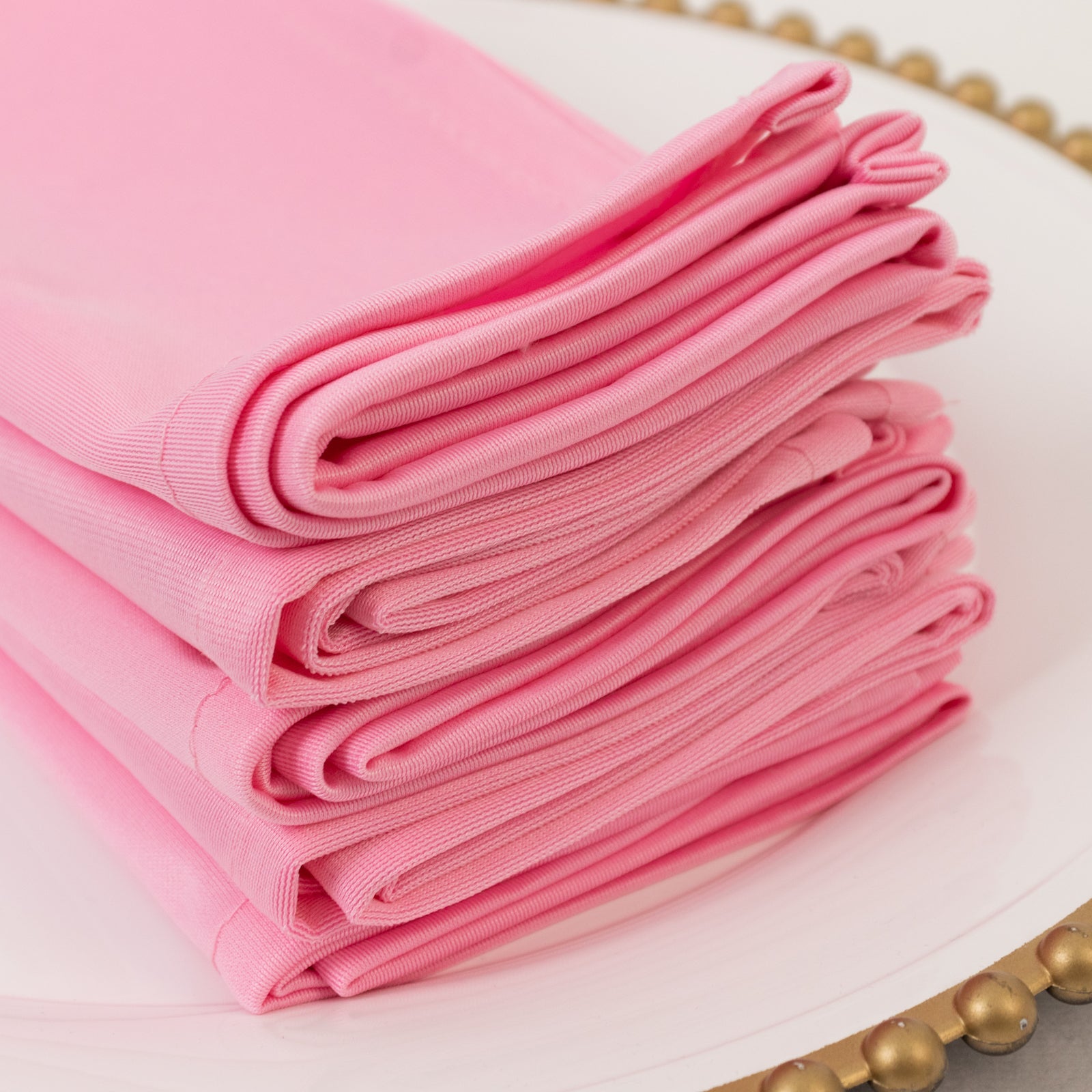 5 Pack Pink Scuba Napkins – 17"x17", Wrinkle-Free & Stain Resistant Cloth Napkins