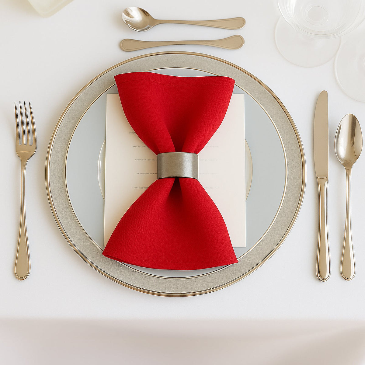 5 Pack Red Scuba Napkins – 17"x17", Wrinkle-Free & Stain Resistant Cloth Napkins