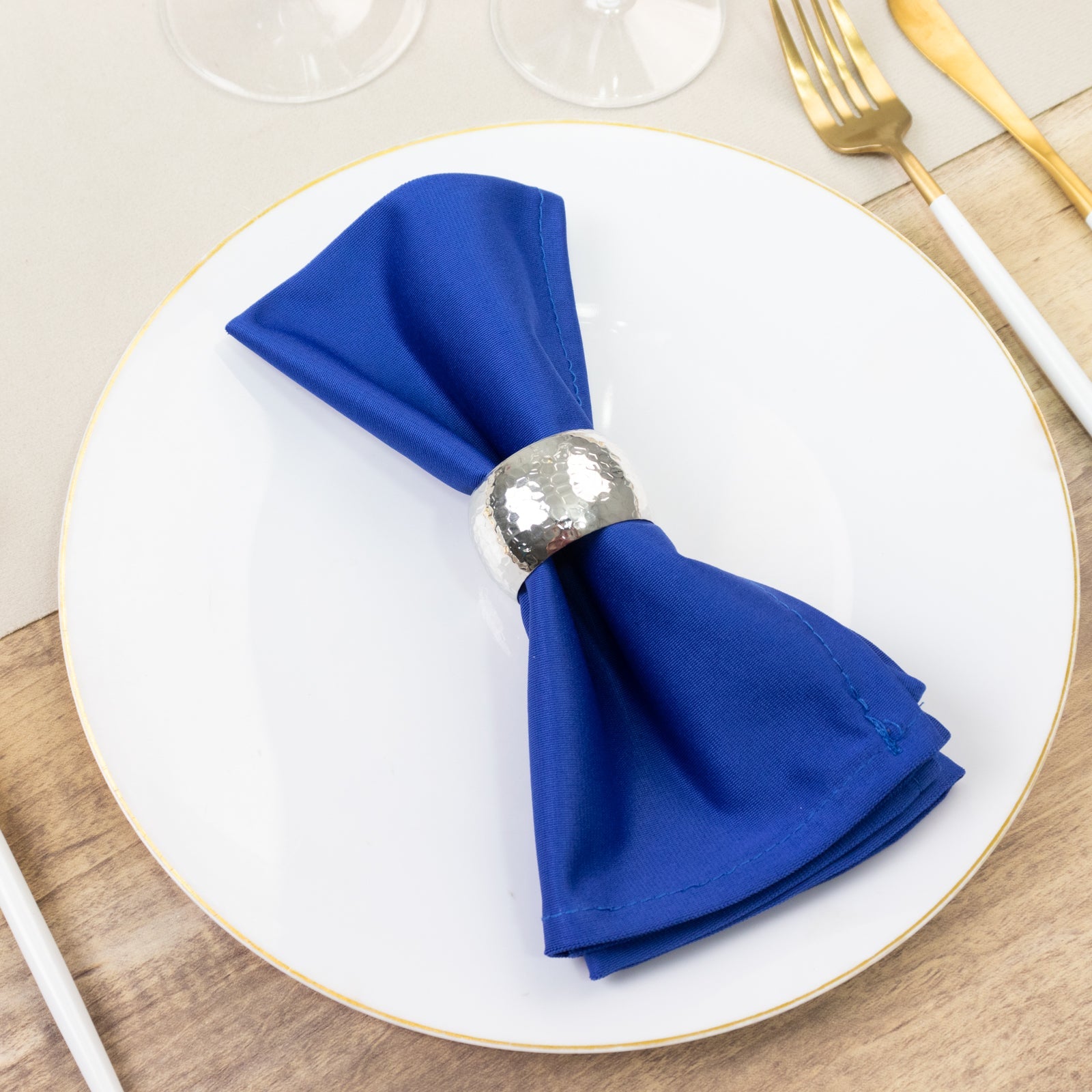 5 Pack Royal Blue Scuba Napkins – 17"x17", Wrinkle-Free & Stain Resistant Cloth Napkins