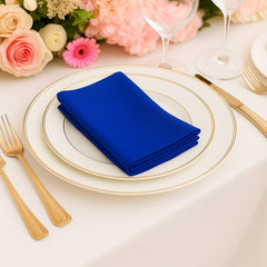 5 Pack Royal Blue Scuba Napkins – 17"x17", Wrinkle-Free & Stain Resistant Cloth Napkins