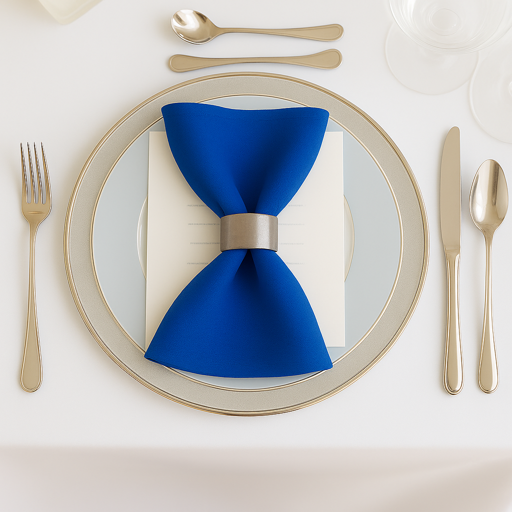 5 Pack Royal Blue Scuba Napkins – 17"x17", Wrinkle-Free & Stain Resistant Cloth Napkins