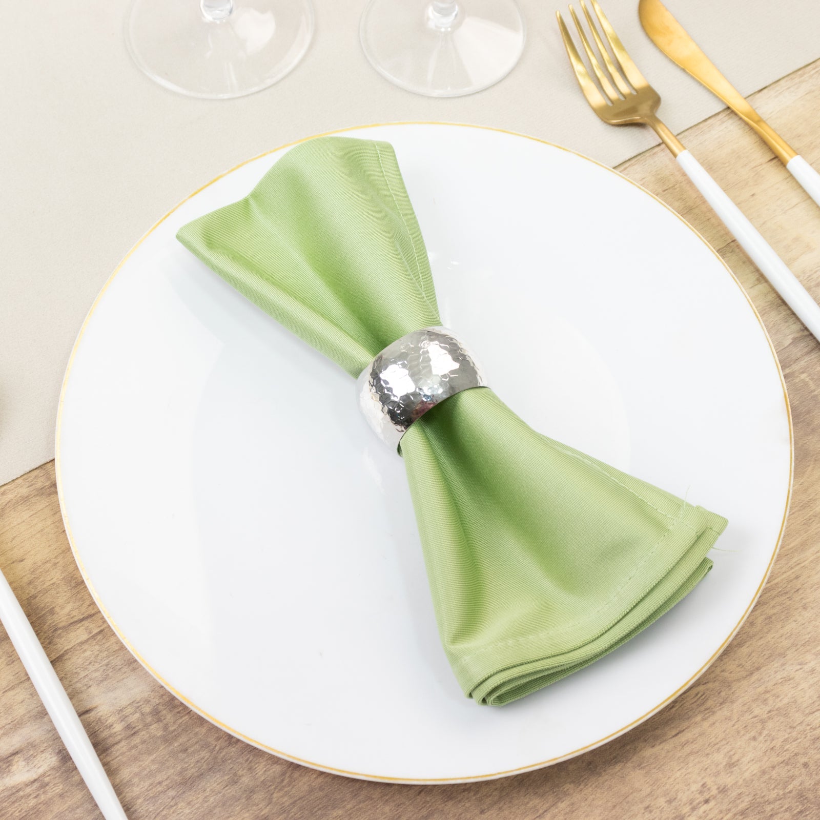 5 Pack Sage Green Scuba Napkins – 17"x17", Wrinkle-Free & Stain Resistant Cloth Napkins