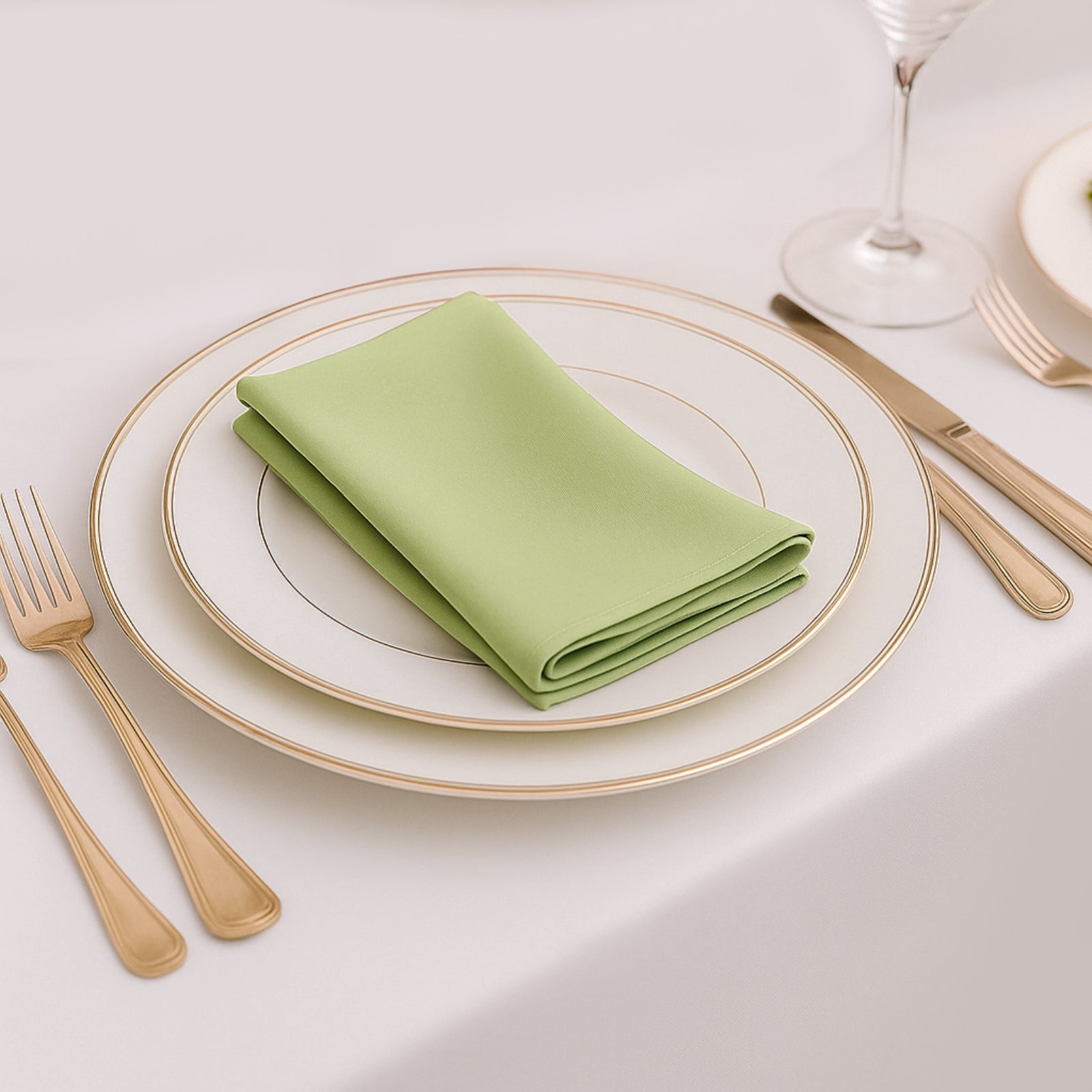 5 Pack Sage Green Scuba Napkins – 17"x17", Wrinkle-Free & Stain Resistant Cloth Napkins