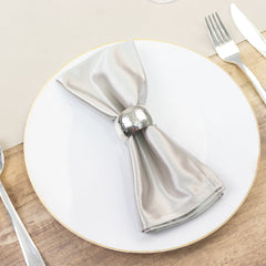 5 Pack Shimmer Silver Scuba Napkins – 17"x17" Wrinkle-Free & Stain-Resistant Cloth Table Napkins