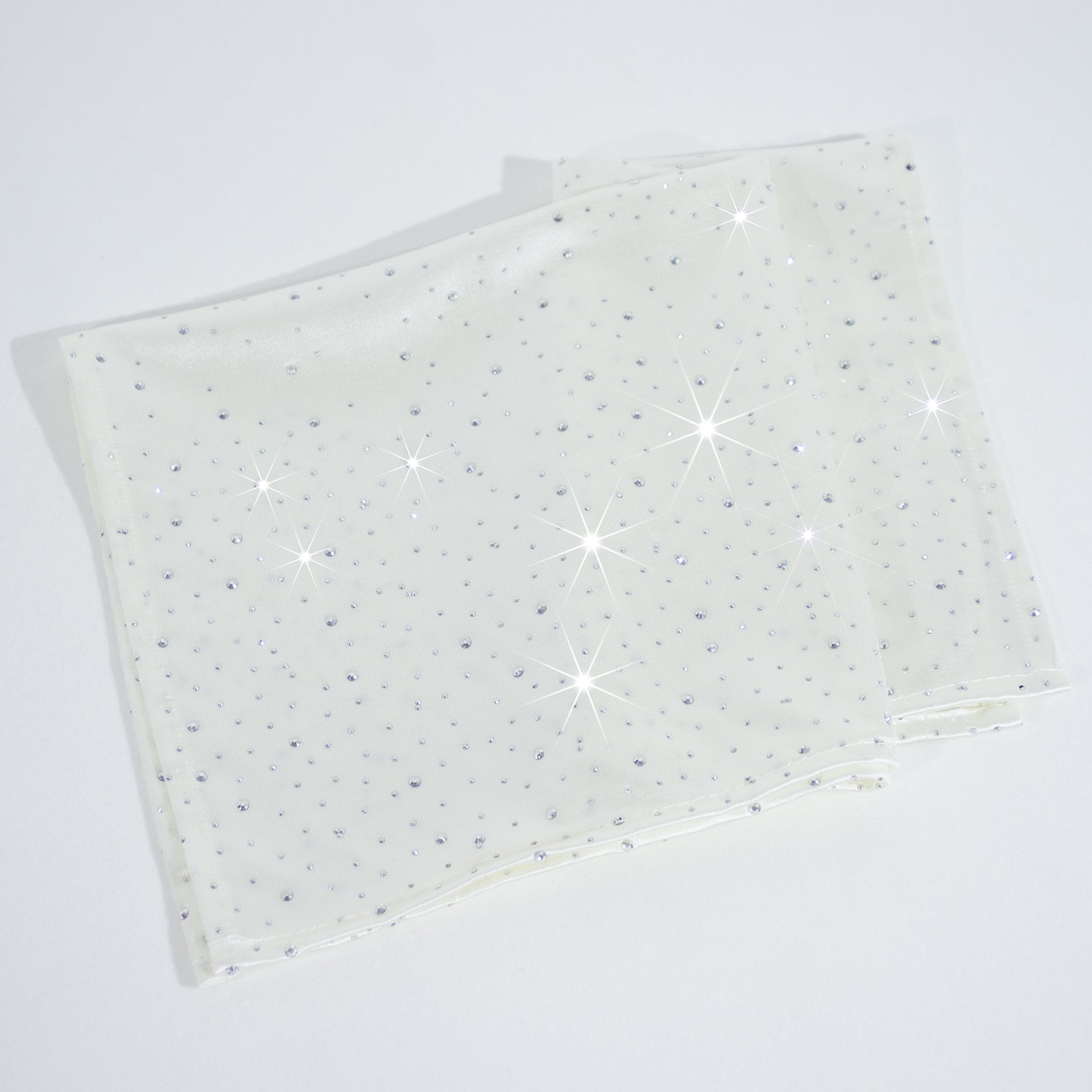 5-Pack Pearl White Scuba Polyester Napkins with Rhinestone Accents – 20"x20" Wrinkle-Free Reusable Cloth Napkins
