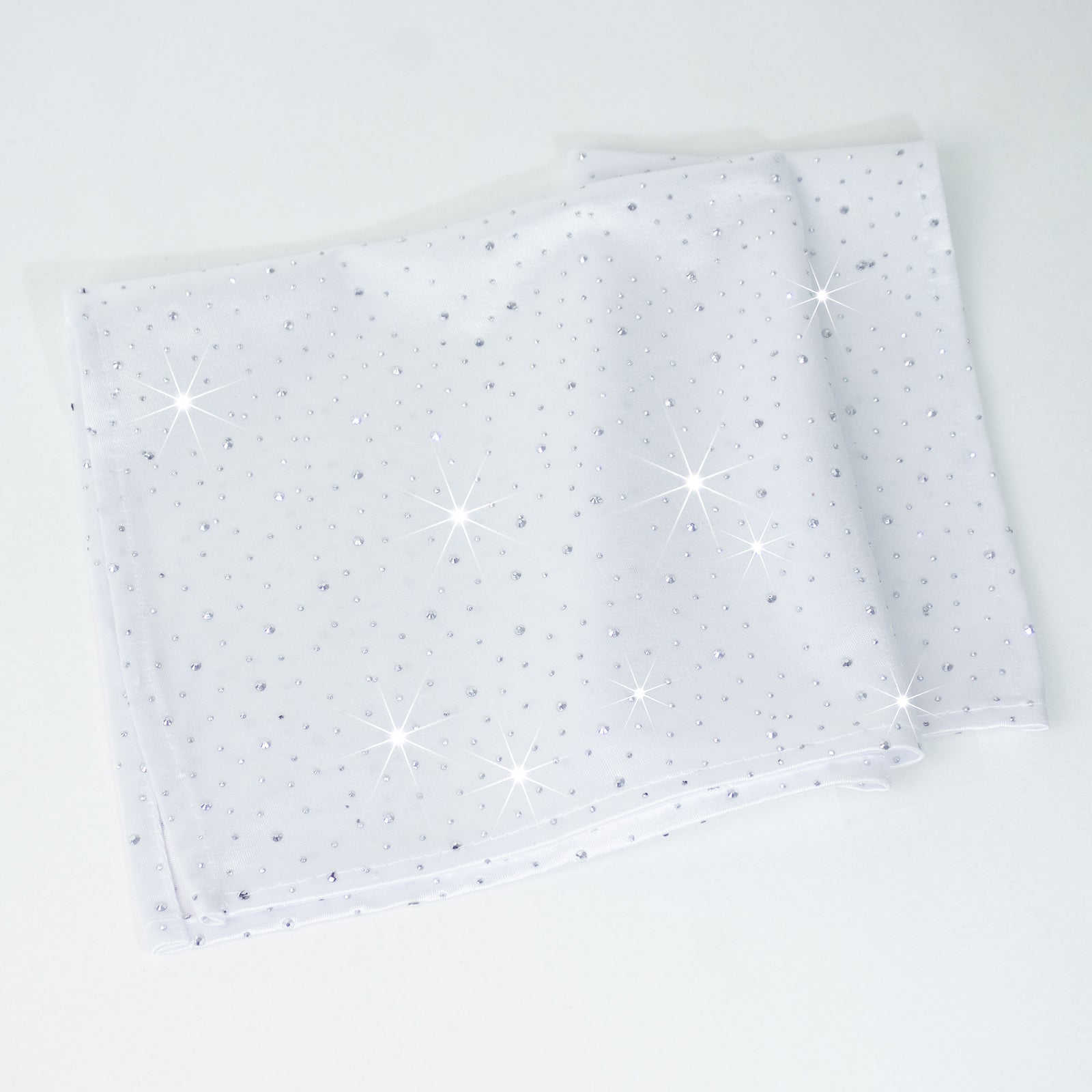 5-Pack White Scuba Polyester Napkins with Rhinestone Accents – 20"x20" Wrinkle-Free Reusable Cloth Napkins