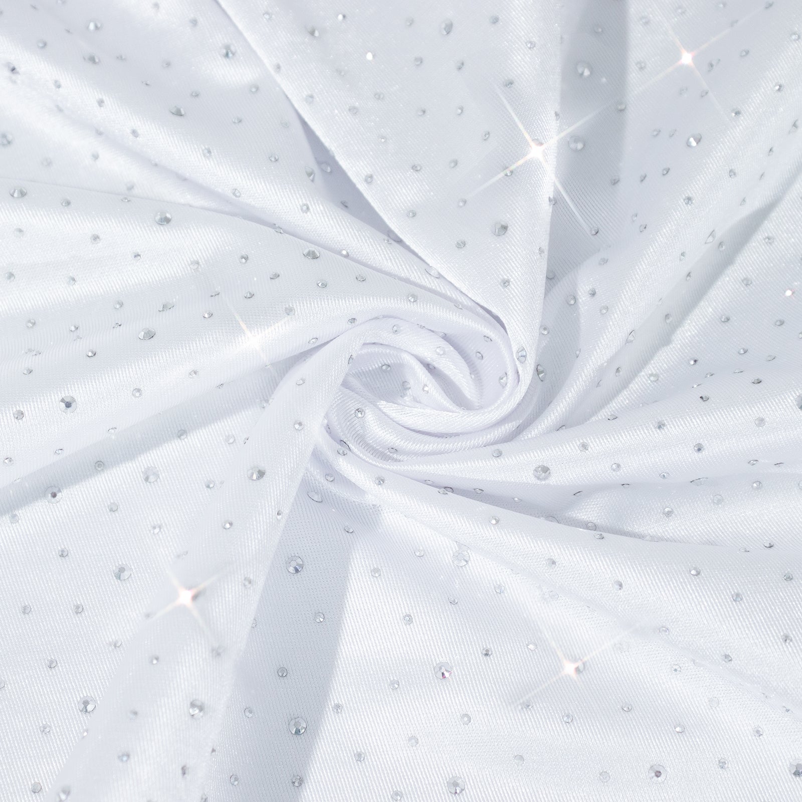 5-Pack White Scuba Polyester Napkins with Rhinestone Accents – 20"x20" Wrinkle-Free Reusable Cloth Napkins