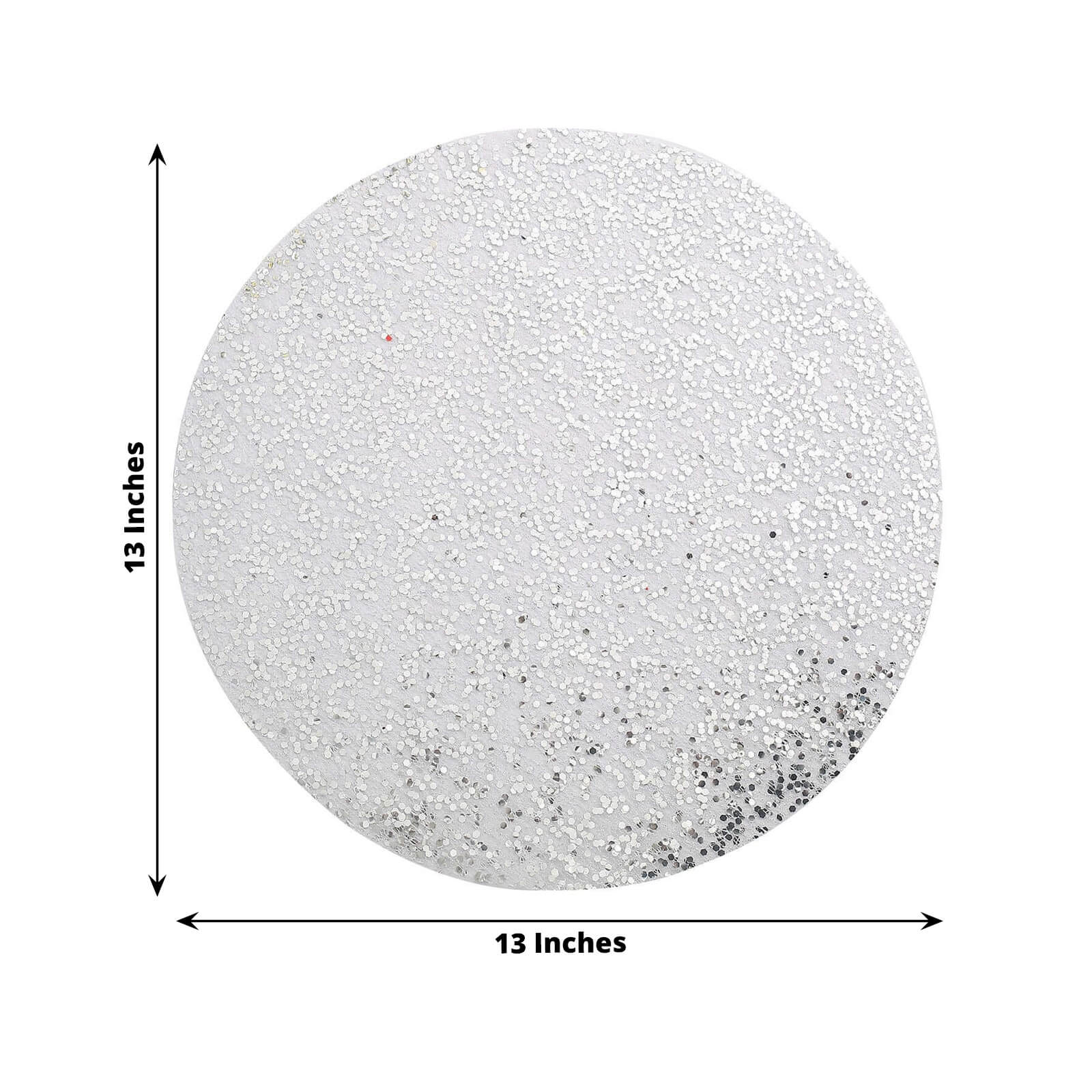 50-Pack Table Placemats Sequin Design Metallic Silver Round - Mesh Disposable Dust-Free Dining Mats 13"