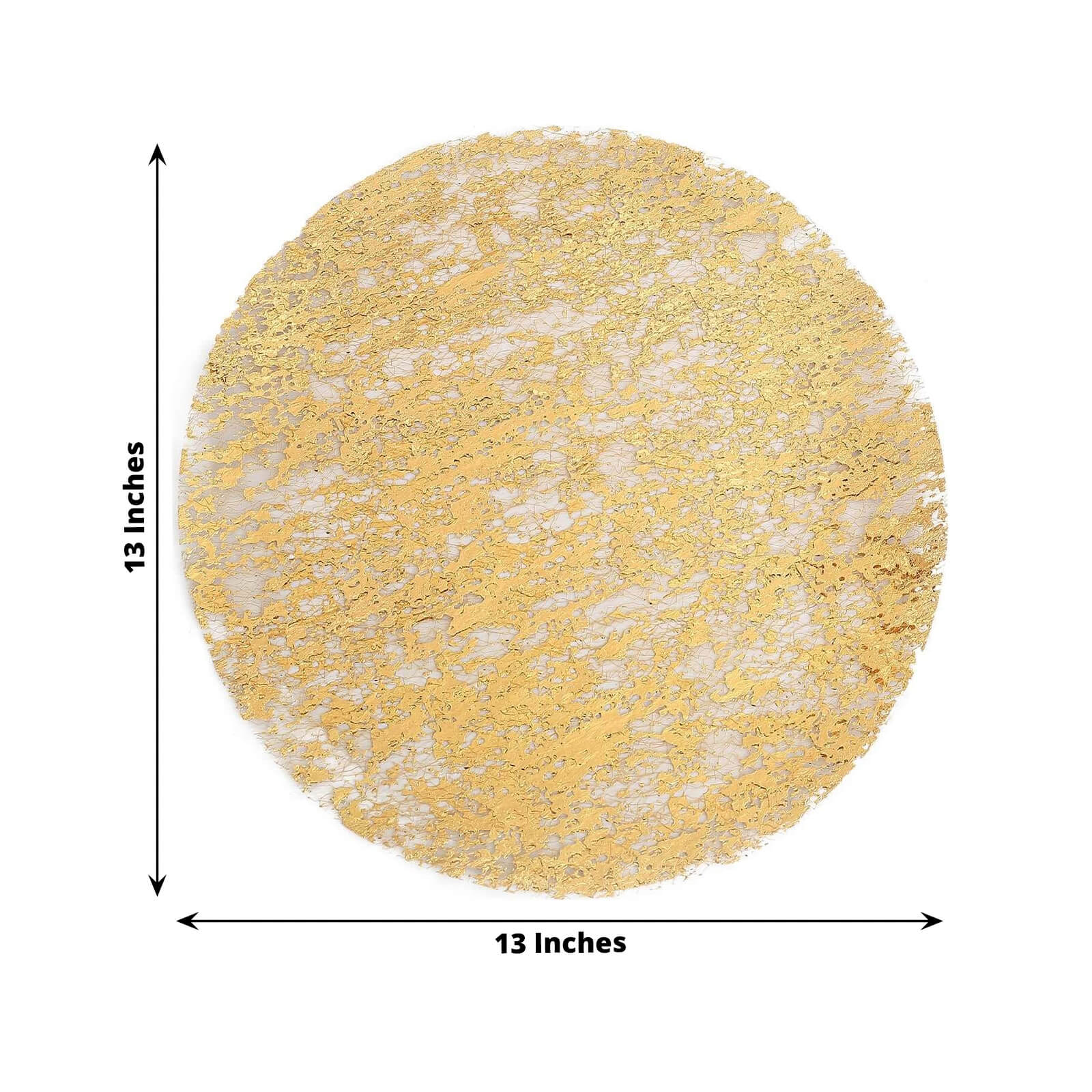 50-Pack Table Placemats Foil Design Metallic Gold Round - Mesh Disposable Shiny Dining Mats 13"