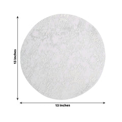50-Pack Table Placemats Foil Design Metallic Silver Round - Mesh Disposable Shiny Dining Mats 13"