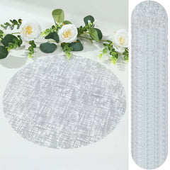 50-Pack Table Placemats Glitter Design Metallic Silver Round - Mesh Polyester Disposable Mats 13"