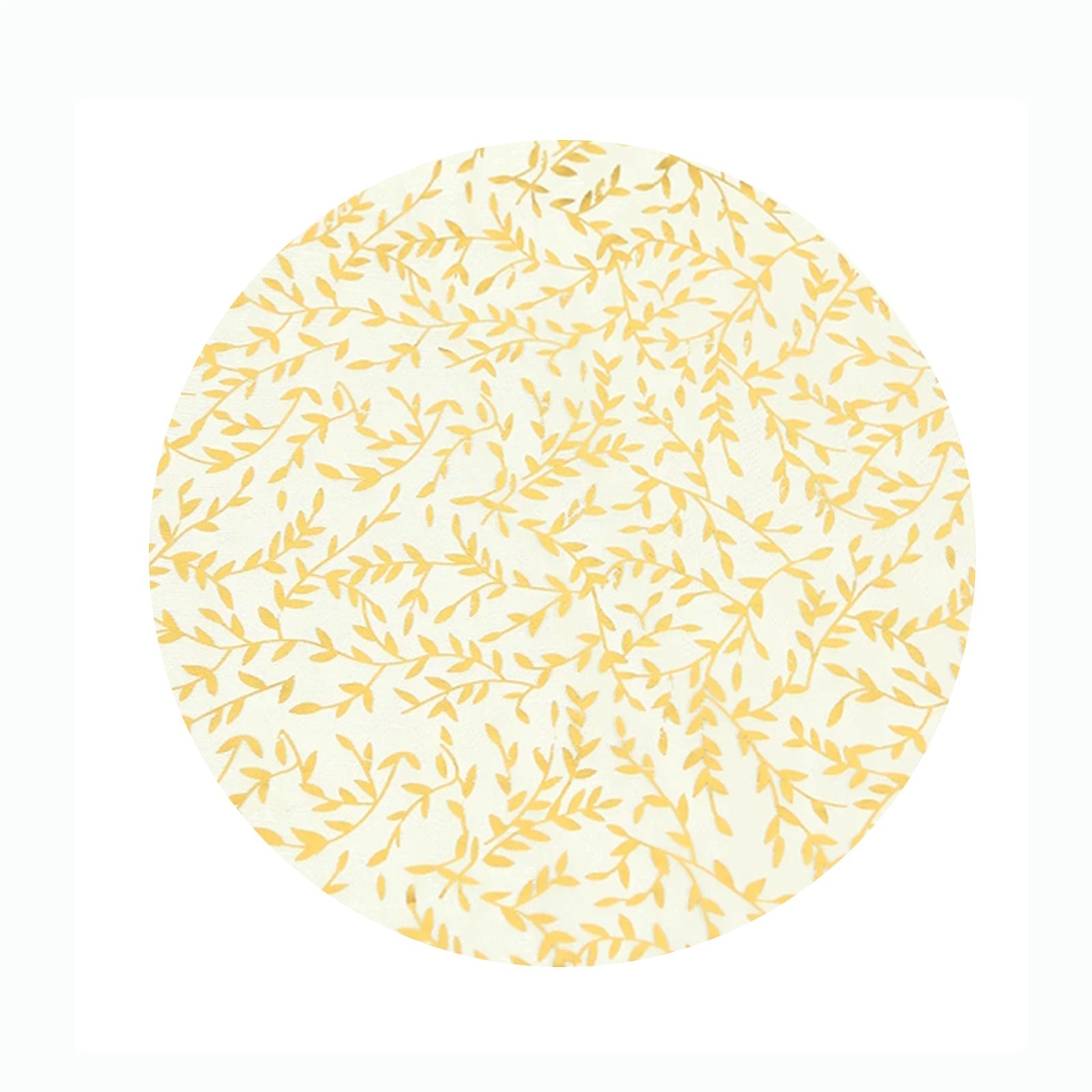 50-Pack Table Placemats Gold Foil Leaf Vine Design White Round - Organza Disposable Floral Mats 13"